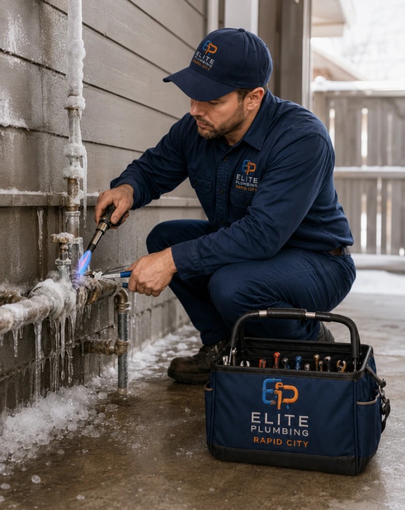 Elite Plumbing Rapid City plumber thawing frozen outdoor pipes in Rapid City, SD