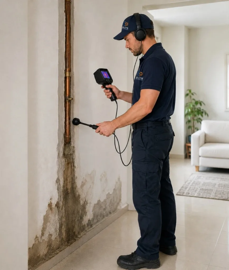 Leak detection equipment on a damaged wall in Rapid City, SD