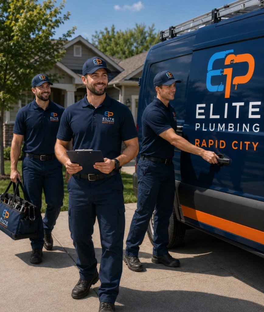 Going for Job Assigned, Elite Plumbing Rapid City technicians with a service van