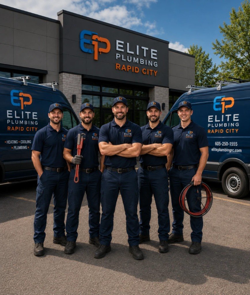 Perfect Team of Elite Plumbing Rapid City in the parts aisle