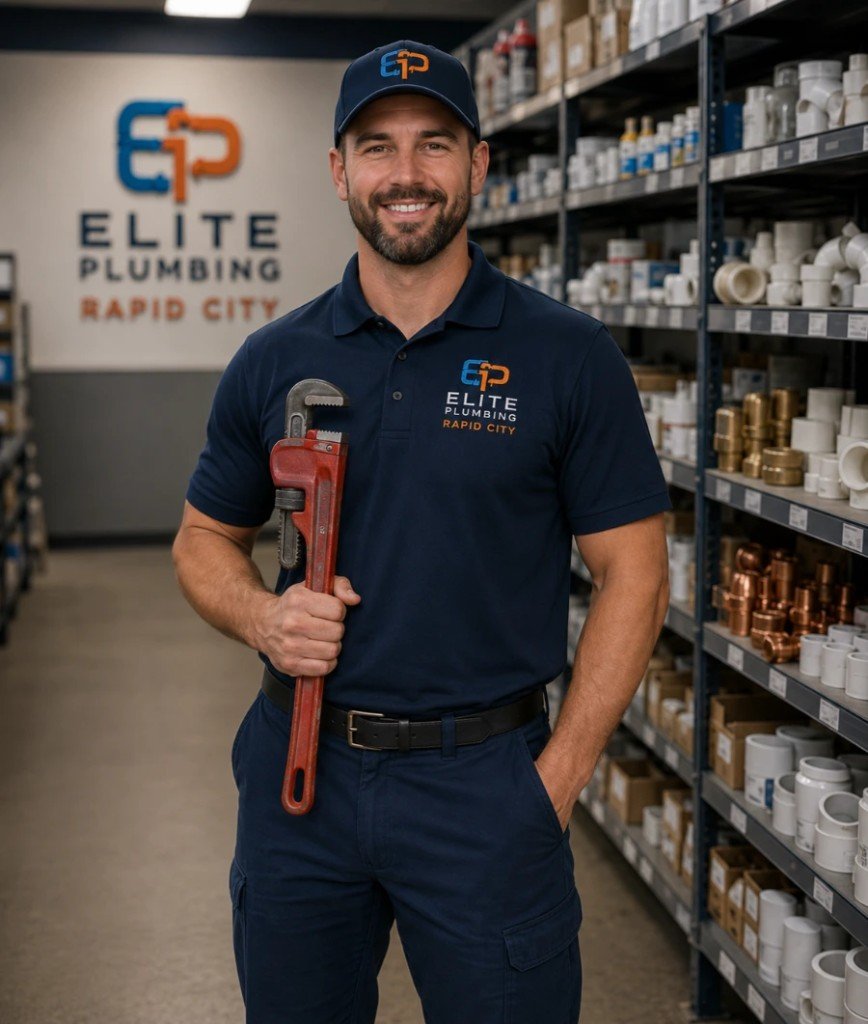 A plumber chose a wrench of extra large size at Elite Plumbing Rapid City
