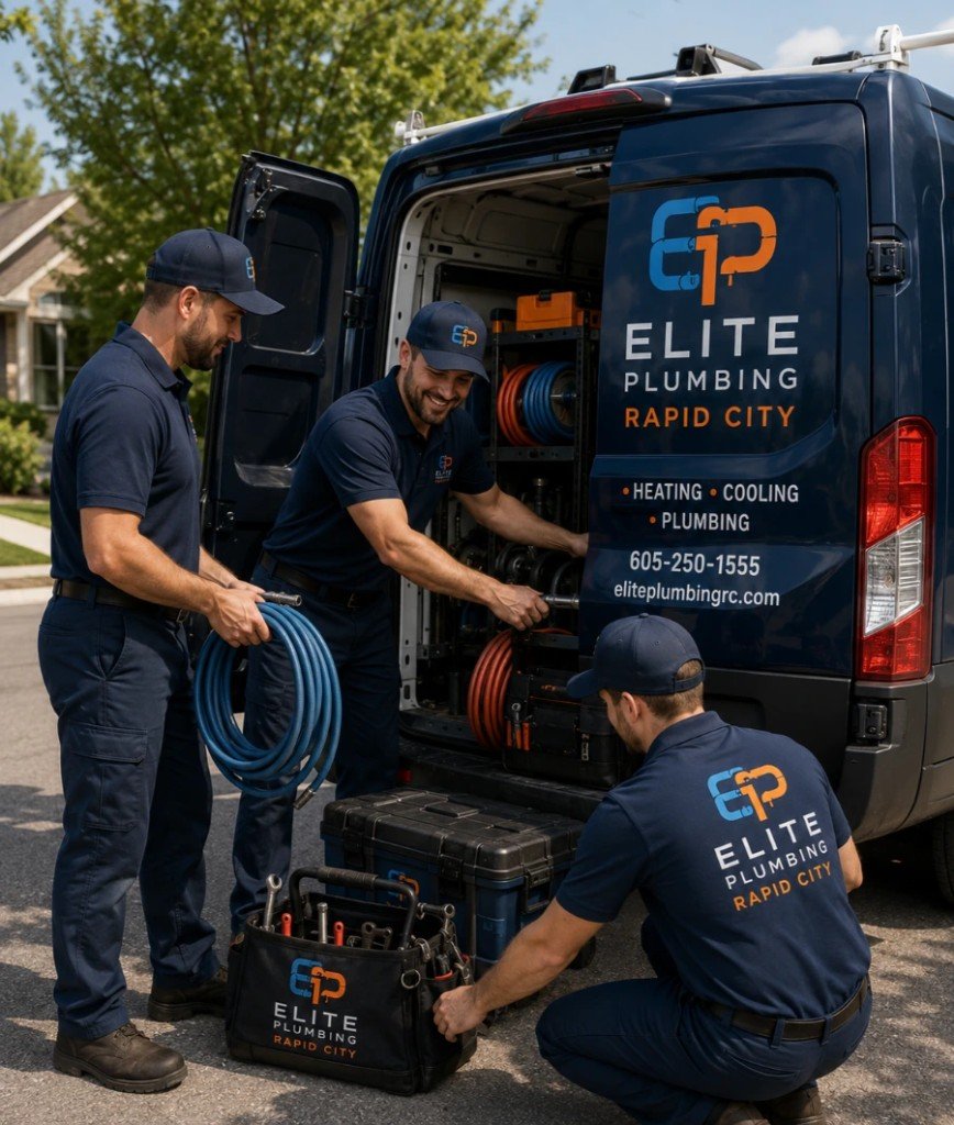 Showing real Team Work around the shop bench at Elite Plumbing Rapid City