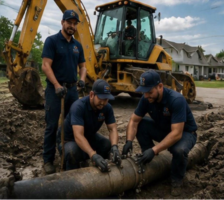 Working on site with team during a pipe repair in Rapid City, SD